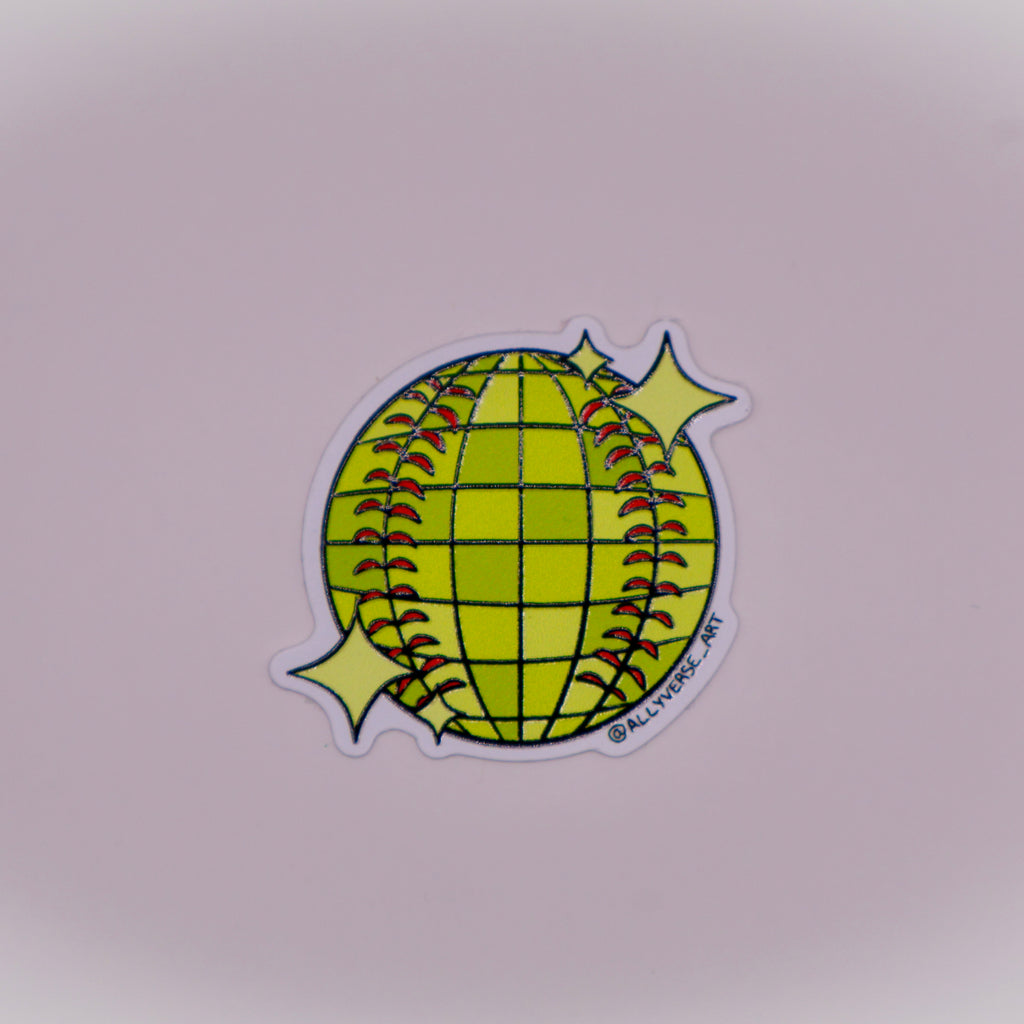 Softball Disco Ball Sticker
