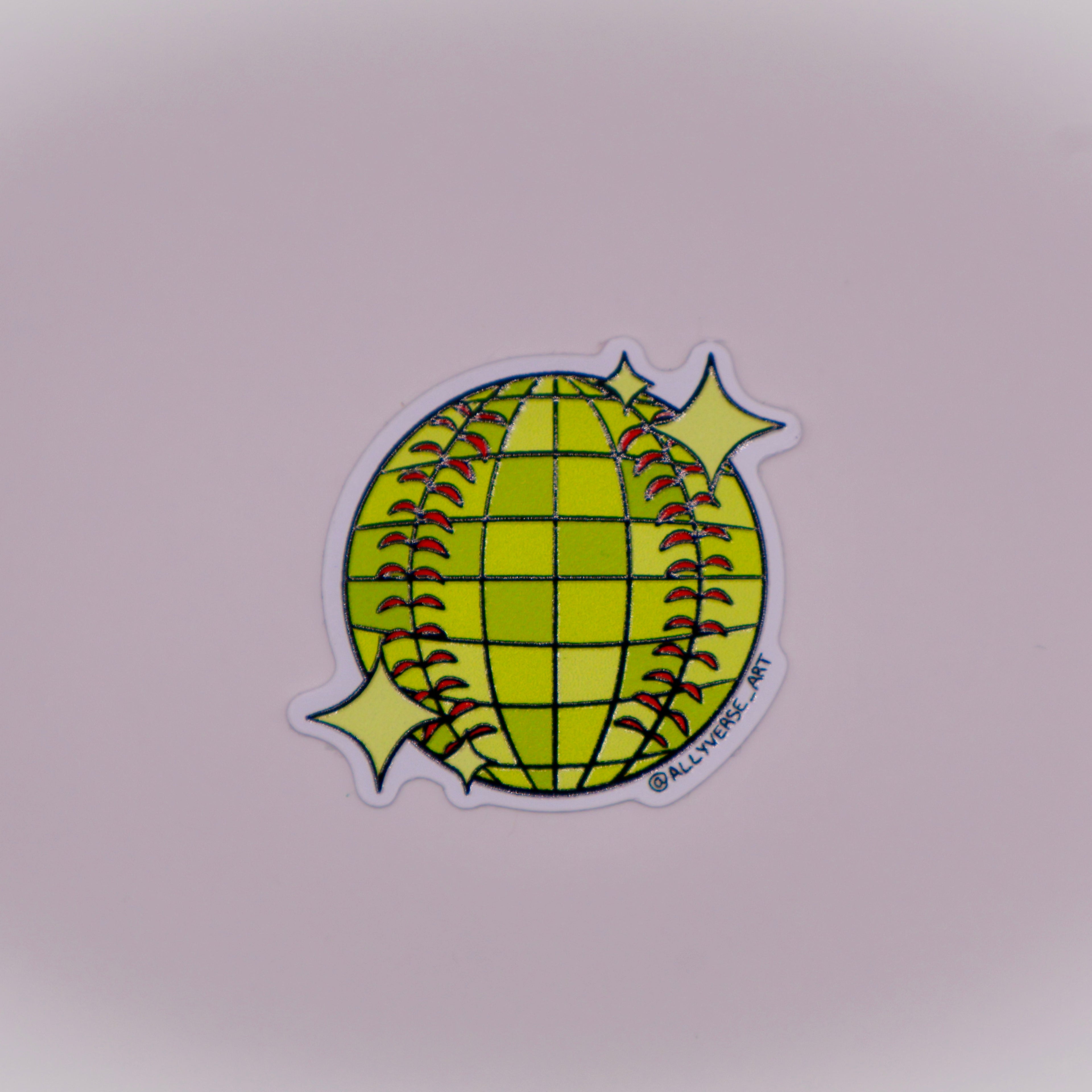 Softball Disco Ball Sticker