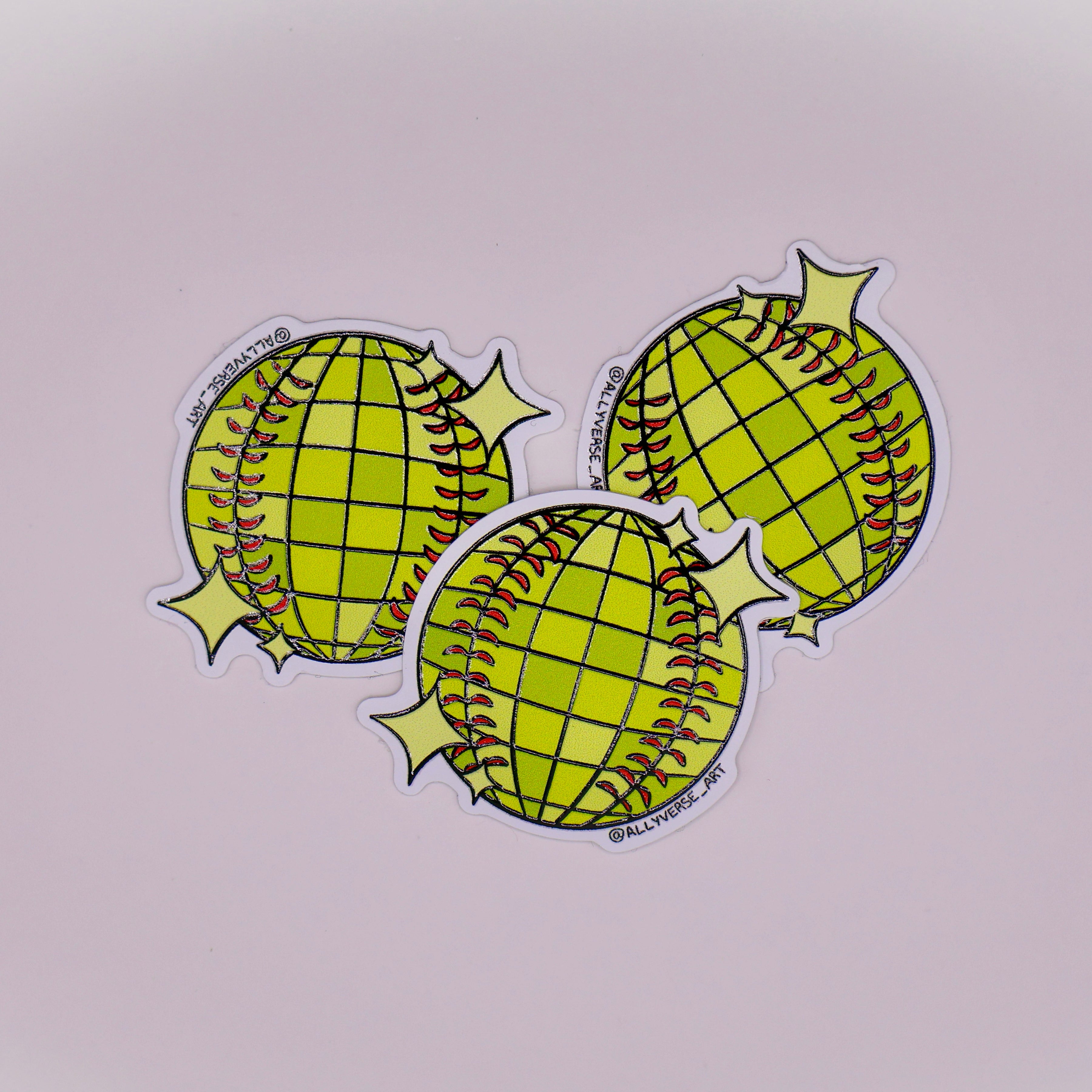 Softball Disco Ball Sticker