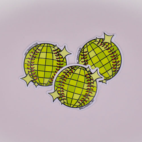 Softball Disco Ball Sticker