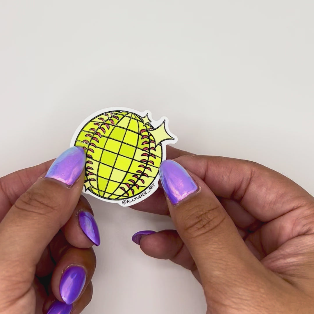 Softball Disco Ball Sticker